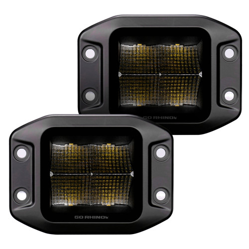 Go Rhino Xplor Blackout Series Cube LED Flood Light Kit (Flush Mount) 3x3 - Blk (Pair) - 750400321FCF