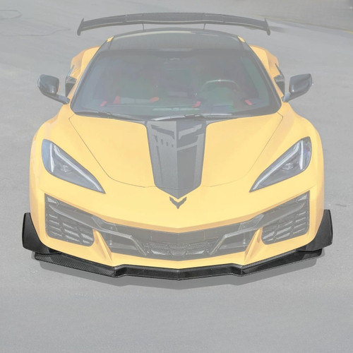 EOS Z07 Style Carbon Fiber Front Splitter & Canards - C8 Corvette Z06 (FLIP-1042-BKCF_SPLITTER-528-BKCF)