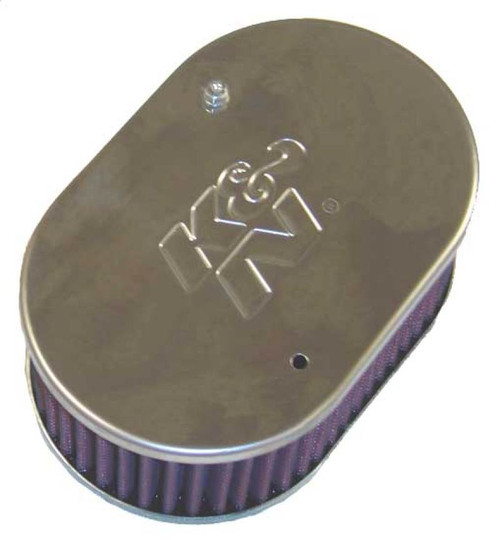 K&N Universal Custom Air Filter - Oval Shape 2in Neck Flange / 5.25in ID / 2.5in Height - Red - 56-9104