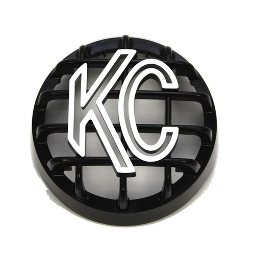 KC HiLiTES 4in. Round ABS Stone Guard for Rally 400 (Single) - Black w/White KC Logo - 7219