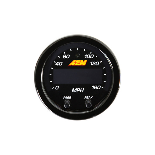 AEM X-Series 0-160 MPH Black Bezel w/ Black Face GPS Speedometer Gauge - 30-0313