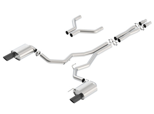 Borla S-Type Catback Exhaust w. Black Tips w. Front Pipes - 15-17 Mustang GT