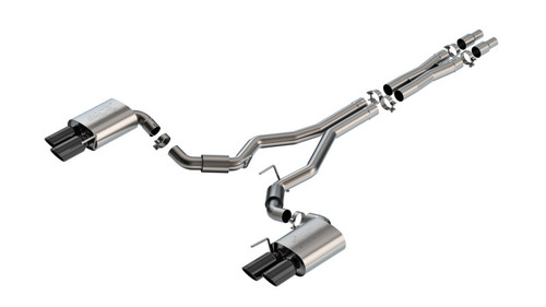 Borla 2024 Ford Mustang GT 5.0L V8 3 in ATAK Catback Non-Active Exhaust- Black Chrome Quad Tip - 140970BC