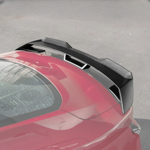 EOS Rear Spoiler w. Carbon Fiber Wickerbill - Matte Black - 24+ Mustang S650 (SPOILER-891-ABS_SPLITTER-752-BKCF)