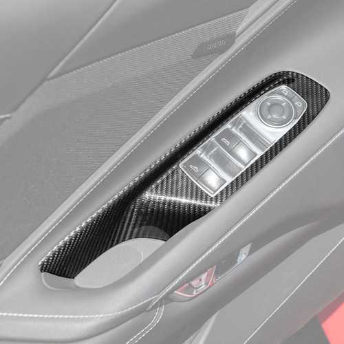 EOS Carbon Fiber Interior Door Button Cover - C8 Corvette (VENT-819-BKCF)