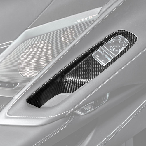 EOS Carbon Fiber Interior Door Button Cover - C8 Corvette Coupe (VENT-1199-BKCF)