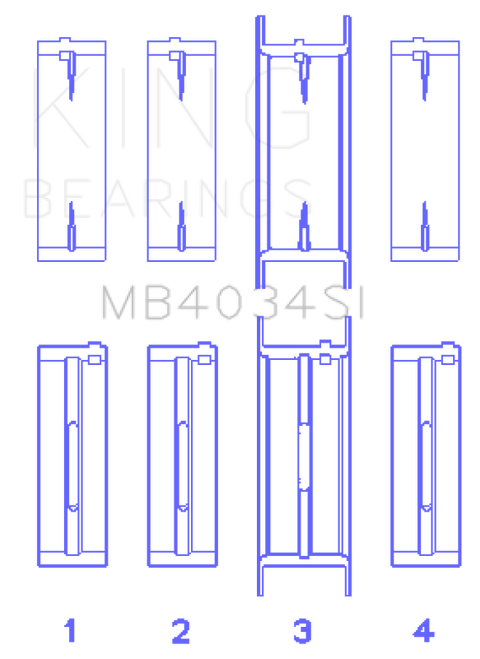 King Engine Bearings Ford 232 (Size +0.50mm) Main Bearing Set - MB4034SI0.5