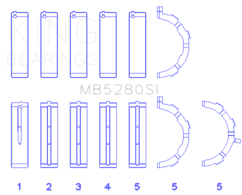 King Ford 281CI/330CI 4.6L/5.4L V8 (Size STD) Main Bearing Set - MB5280SI