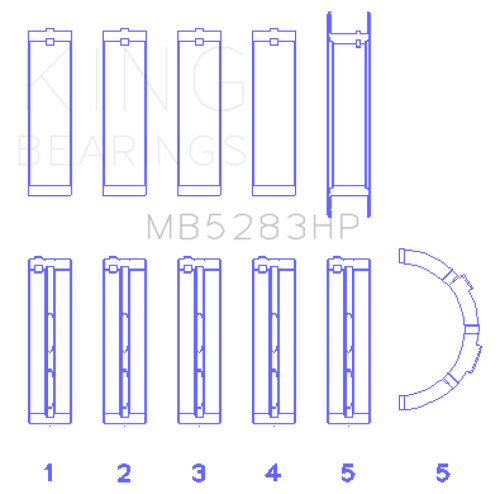 King Performance Main Bearing Set - Size Standard X - MB5283HPSTDX