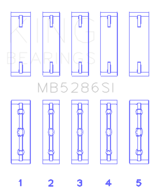King Engine Bearings Toyota 1Uz-Fe/2Uz-Fe/3Uz-Fe (Size +0.50mm) Main Bearing Set - MB5286SI0.5