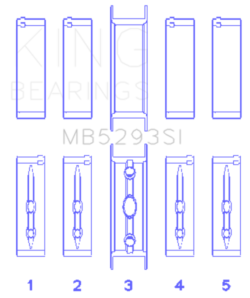 King GM 294/325/345/364CI 4.8/5.3/5.7/6.0L L20/LS1/LS2/LS4/LS6 Main Bearing Set - Size STD - MB5293SI