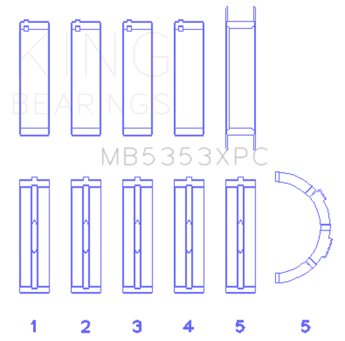 King Engine Bearings Ford 281 4.6L Sohc 16V (Size +.026mm) Main Bearing Set - MB5353XPC.026