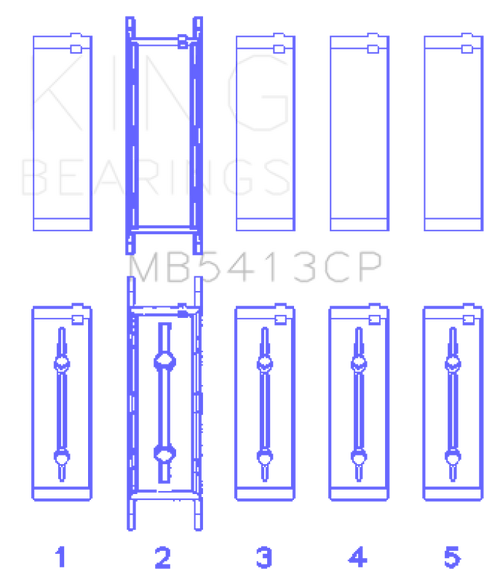 King Opel LNF/LSJ/L42/61/Z22SE Crankshaft Main Bearing Set (Set of 5) - MB5413CP