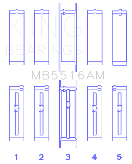 King Jeep 350CI 5.7L Main Bearing Set - MB5516AM010