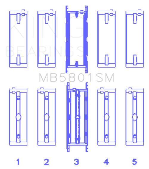 King BMW N63/S63 Crankshaft Main Bearing Set - Size +0.25mm - MB5801SM0.25