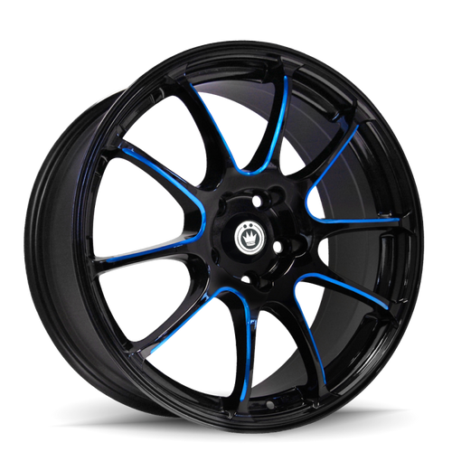 Konig Illusion 17x7 5x100 ET40 Black/Ball Cut Blue - IL7751040F