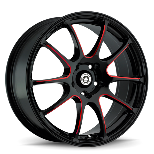 Konig Illusion 17x7 5x100 ET40 Black/Ball Cut Red - IL7751040R