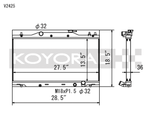 Koyo 02-06 Acura RSX Base/Type-S (MT) Radiator (Req. Non-OEM Rad. Cap) - V2425