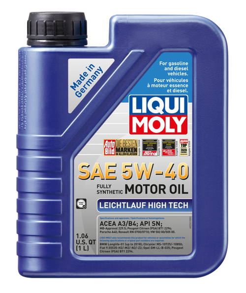 LIQUI MOLY 1L Leichtlauf (Low Friction) High Tech Motor Oil SAE 5W40 - 2331