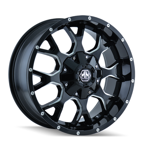 Mayhem 8015 Warrior 20x9 / 8x170 BP / 18mm Offset / 125.2mm Hub Gloss Black Milled Wheel - 8015-2970M18 Photo - Primary