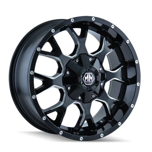Mayhem 8015 Warrior 18x9 / 8x180 BP / -12mm Offset / 124.1mm Hub Black w/ Milled Spokes Wheel - 8015-8978M