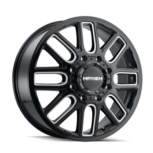 Mayhem 8107D Cogent Dually 20x8.25 / 8x200 BP / 115mm Offset / 142mm Hub Black w/Milled Spokes Wheel - 8107D-2877BMF115