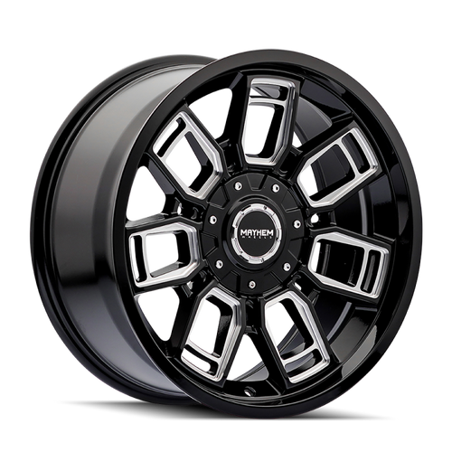 Mayhem 8118 Ordinance 20x9 / 5x127/139.7 BP / 87.1mm Hub Gloss Black Wheel w/ Milled Spokes - 8118-2952BM Photo - Primary