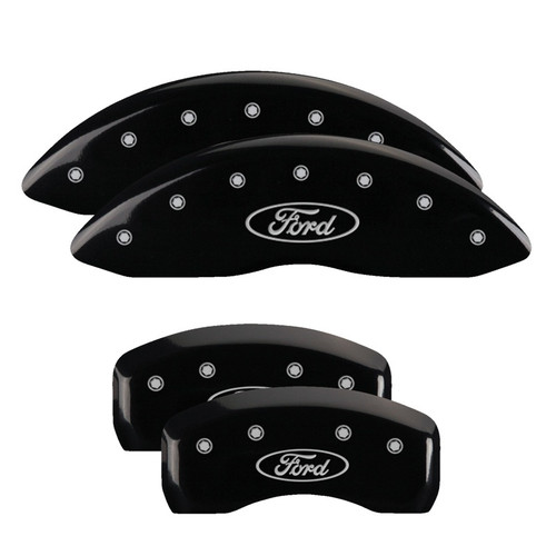MGP 4 Caliper Covers Engraved Front & Rear Oval logo/Ford Black finish silver ch - 10005SFRDBK