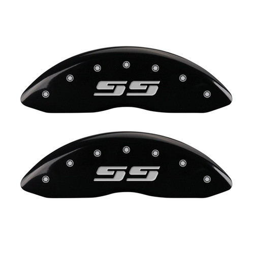 MGP 2 Caliper Covers Eng Front Silverado SS Black Finish Sil Char 2008 Chevy Silverado 1500 - 14207FSS3BK Photo - Primary
