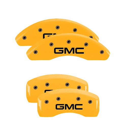 MGP 4 Caliper Covers Engraved Front & Rear GMC Yellow Finish Black Char 2018 GMC Terrain - 34215SGMCYL Photo - Primary