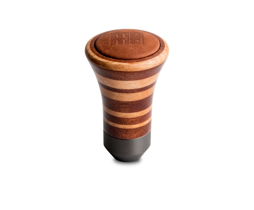 Momo Trofeo Heritage Shift Knob - Tall Wood, Layered Mahogany and Beechwood, Leather Insert Top - TROMAG