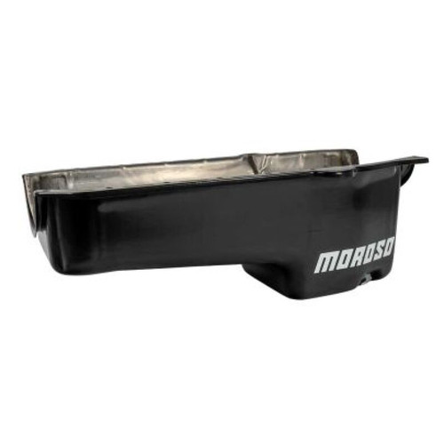 Moroso 1986+ Chevrolet Small Block (w/Passenger Side Dipstick) Wet Sump 5qt 7.5in Steel Oil Pan- Blk - 20172