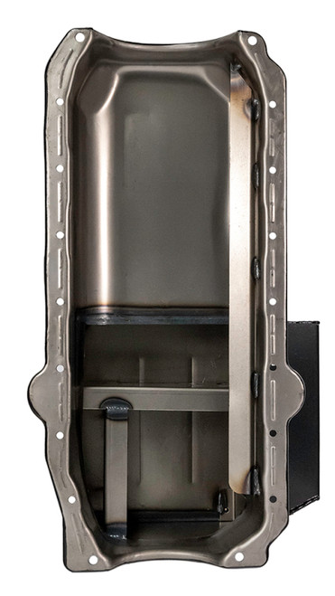 Moroso Pre-85 Chevrolet Small Block (w/Passenger Side Dipstick) Wet Sump 7qt 8in Steel Oil Pan - Blk - 21308