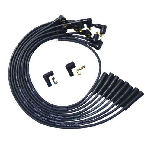 Moroso BBC Over Valve Cover Str Plug & 90 Non-HEI Unsleeved Ultra Spark Plug Wire Set - Black - 51041