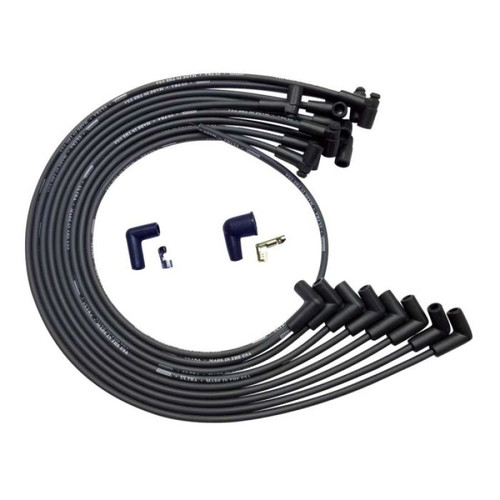 Moroso BBC Under Header 90 Deg Plug HEI Dist. Unsleeved Ultra Spark Plug Wire Set - Black - 51043