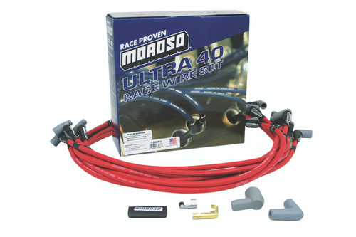 Moroso Chevrolet Small Block Ignition Wire Set - Ultra 40 - Unsleeved - HEI - Under Header - Red - 73686