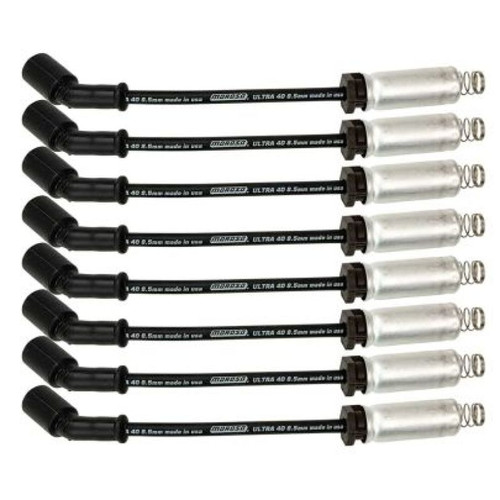 Moroso GM LS/LT 8.5mm Ultra 40 9.75in Long Wire Set w/Alum Heatshield - Black - 73744