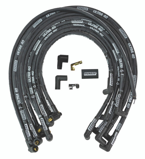 Moroso Chevrolet Big Block Ignition Wire Set - Ultra 40 - Sleeved - Non-HEI - 90 Degree - Black - 73821