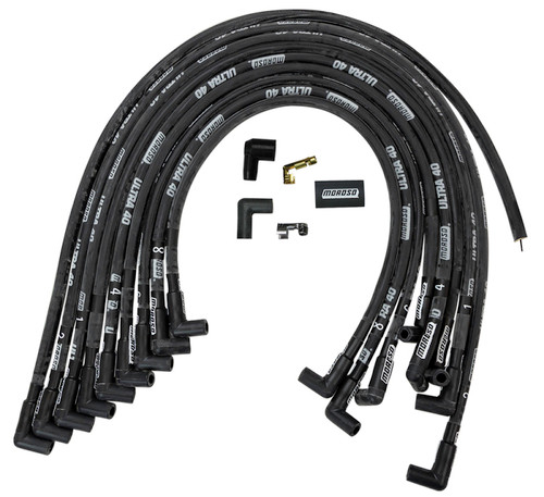 Moroso Chevrolet Big Block Ignition Wire Set - Ultra 40 - Sleeved - HEI - Crab Cap - 90 Degree - Blk - 73832