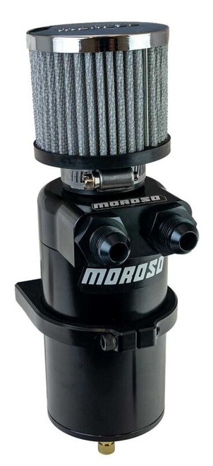Moroso Dual Inlet -8AN Billet Breather Tank Catch Can - Black - 85414 User 1