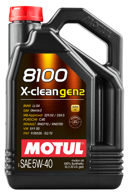 Motul 5L Synthetic Engine Oil 8100 X-CLEAN Gen 2 5W40 - 109762