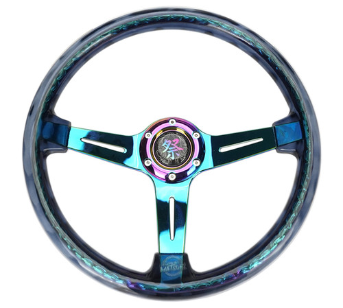 NRG Reinforced Steering Wheel (350mm / 2in. Deep) Matsuri Smoke Clear Acrylic w/ Neochrome Spoke - RST-027MC-SM User 1