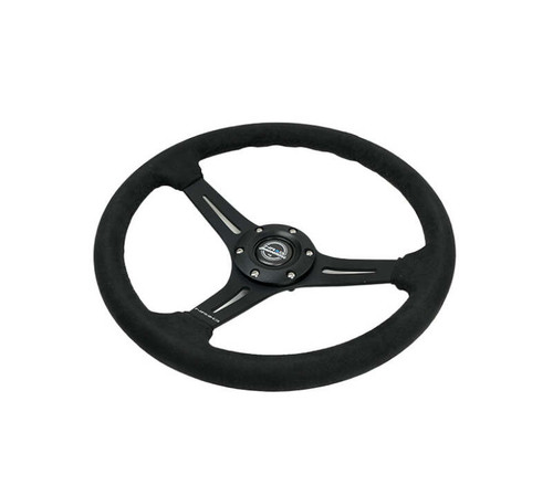 NRG Reinforced Suede Racing Steering Wheel 350mm / 2.5in Deep / 4mm Matte Black Spoke - RST-030S-BK Photo - Primary
