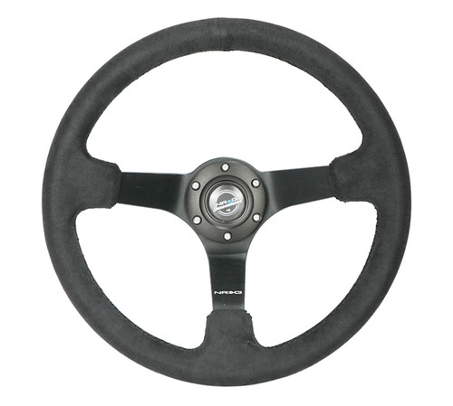 NRG Reinforced Steering Wheel (350mm / 3in. Deep) Blk Alcantara w/ Blk Stitching - Matte Black Spoke - RST-036MB-SA User 1
