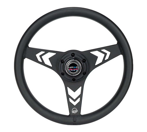 NRG Aluminum Steering Wheel 330mm - Arow Cutout - Ergonomic Grip - Anadized Black - RST-070-BK Photo - Primary