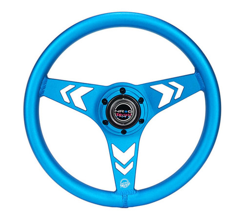 NRG Aluminum Steering Wheel 330mm - Arow Cutout - Ergonomic Grip - Anadized Blue - RST-070-BL Photo - Primary