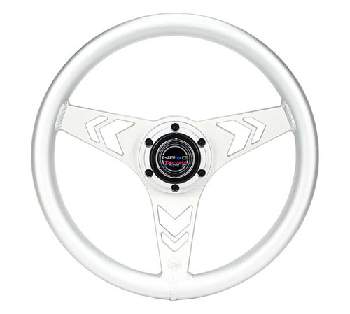 NRG Aluminum Steering Wheel 330mm - Arow Cutout - Ergonomic Grip - Anadized Silver - RST-070-SL Photo - Primary