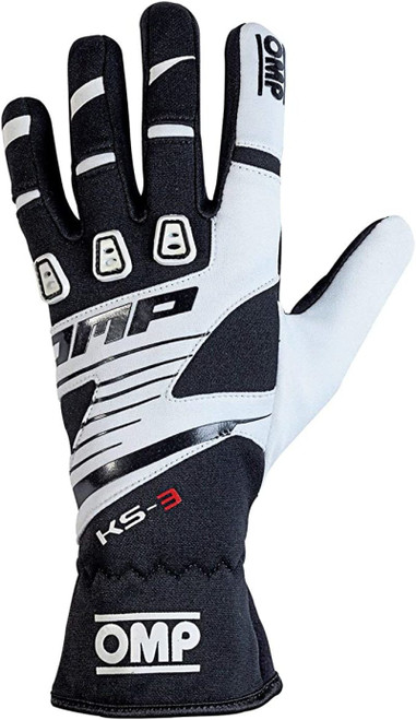 OMP KS-3 Gloves Black/White - Size Xs - KB0-2743-B01-076-XS
