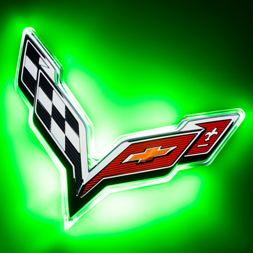 Oracle Corvette C7 Rear Illuminated Emblem - Dual Intensity - Green - 3655-004
