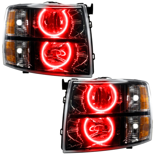 Oracle Lighting 07-13 Chevrolet Silverado Assembled Halo Headlights Round Style -Red - 7105-003